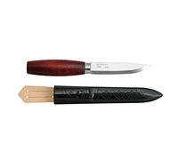 Morakniv Classic 2 13604 - Cuchillo con hoja de acero al carbono (10,5 cm, mango de madera de abedul marrón y vaina de polímero, con correa de piel)