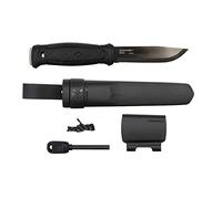 Morakniv Garberg - Cuchillo de hoja fija de espiga completa con hoja de acero al carbono con kit de supervivencia, negro, 4.3 pulgadas