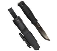Morakniv Garberg - Cuchillo de hoja fija de espiga completa con hoja de acero al carbono con kit de supervivencia, negro, 4.3 pulgadas