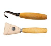 Morakniv Hook Knife 164 Left |13386| Cuchillo pelador de acero inoxidable, mango de madera de abedul, cuchillo afilado para aficionados, decoración, arte, artesanía, madera de abedul