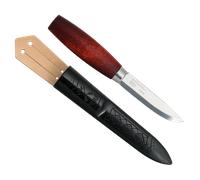 Morakniv Unisex Adult Classic 1/0 con hoja de acero al carbono de 7,6 cm, mango de madera de abedul marrón rojizo y vaina de polímero con correa de cuero 13603, multicolor, estándar