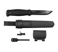 Morakniv Garberg - Cuchillo de hoja fija de espiga completa con hoja de acero al carbono con kit de supervivencia, negro, 4.3 pulgadas