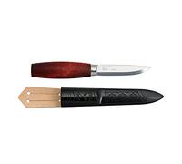Morakniv Unisex Adult Classic 1/0 con hoja de acero al carbono de 7,6 cm, mango de madera de abedul marrón rojizo y vaina de polímero con correa de cuero 13603, multicolor, estándar