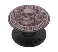 Morally Grey es mi Color Favorito: Floral Skull Reader Pink PopSockets PopGrip Adhesivo