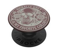 Morally Grey es mi Color Favorito: Floral Skull Smutt Reader PopSockets PopGrip Adhesivo