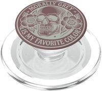 Morally Grey es mi Color Favorito: Floral Skull Smutt Reader PopSockets PopGrip para MagSafe