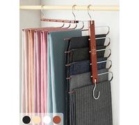MORALVE Perchas para pantalones que ahorran espacio, paquete de 2 perchas de madera para organizador de armario, perchas para jeans, bufandas, armario, leggings, organización de armario