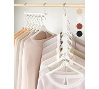 MORALVE Perchas que ahorran espacio para armario, paquete de 4 organizadores de camisas de madera de haya europea de 6 niveles con gancho giratorio de 360°, colgador de ropa plegable para organización