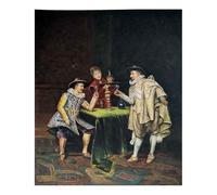 MORANA Cuadro pintado a mano - Óleo sobre lienzo 50 x 60 cm - Caballeros y Dama Brindisi vestidos de época homenaje estilo siglo de oro holandés escena de género - Made in Italy