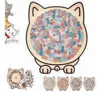 Morandi-Colored Cat-Shaped Wooden Jigsaw Puzzle,Cat Shaped Puzzle,135-Piece Morandi-Colored Cat Shaped Wooden Jigsaw Puzzle,Unique Animal Shape, CreativePuzzle Gifts for Cat Lovers (D)