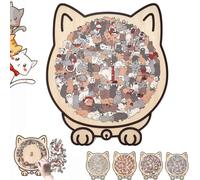 Morandi-Colored Cat-Shaped Wooden Jigsaw Puzzle,Cat Shaped Puzzle,135-Piece Morandi-Colored Cat Shaped Wooden Jigsaw Puzzle,Unique Animal Shape, CreativePuzzle Gifts for Cat Lovers-B