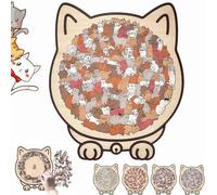 Morandi-Colored Cat-Shaped Wooden Jigsaw Puzzle,Cat Shaped Puzzle,135-Piece Morandi-Colored Cat Shaped Wooden Jigsaw,Unique Animal Shape, CreativePuzzle Gifts for Cat Lovers-C