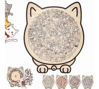 Morandi-Colored Cat-Shaped Wooden Jigsaw Puzzle,Cat Shaped Puzzle,135-Piece Morandi-Colored Cat Shaped Wooden Jigsaw Puzzle,Unique Animal Shape, CreativePuzzle Gifts for Cat Lovers-A