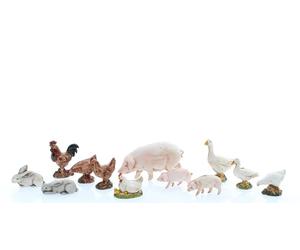 Moranduzzo 12 Animales de Corral para Belén de 10 Cm Escala 1:20 - Figuras de Belén Indestructibles - Pintura Acabada a Mano, Producto Oficial, Escultor M. Landi