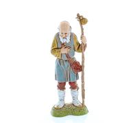 Moranduzzo Anciano con Bastón para Belén de 10 Cm Escala 1:20 - Figuras de Belén Indestructibles - Estilo 700', Pintura Acabada a Mano, Producto Oficial, Escultor M. Landi