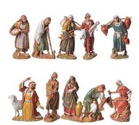 Moranduzzo Conjunto 10 Pastores para Belén de 6,5 cm - Mini 6,5 - Escala 1:30 - Figuras Irrompibles Acabadas a Mano, Escultor M. Landi, Made in Italy