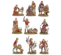 Moranduzzo Conjunto 9 Pastores Napolitanos para Belén de 6 cm Escala 1:32 - Mini 6 - Figura Irrompible, Estilo '700, Pintada a Mano, Escultor M. Landi