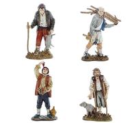 Moranduzzo Conjunto de 4 Pastores Napolitanos para Belén de 12 Cm Escala 1:15-Figuras de Belén Indestructibles-Estilo 700', Pintura Acabada a Mano, Producto Oficial, Escultor M. Landi