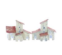 Moranduzzo Grupo de casas set 2 piezas 6,5x4x7 cm - Casas rústicas para pesebre en miniatura, hecho en Italia