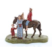 Moranduzzo Grupo para Belén de 6 Cm Escala 1:32 - Figuras de Belén Indestructibles - Estilo 700', Pintura Acabada a Mano, Producto Oficial, Escultor M. Landi (Hombre a Caballo con Familia)