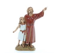 Moranduzzo Hombre con Niña para Belén de 10 cm - Standard 10 - Escala 1:20 - Figura irrompible, Pintada a Mano, Escultor M. Landi, Made in Italy