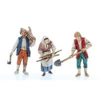 Moranduzzo Hombre y Mujer C/Leña y C/Pala para Belén de 10 Cm Escala 1:20-Figuras de Belén Indestructibles-Estilo 700',Pintura Acabada a Mano,Producto Oficial, Escultor M. Landi