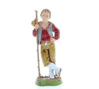 Moranduzzo Joven con Bastón para Belén de 10 cm Escala 1:20 - Altura 8,6 cm - Figura en Resina PVC, Irrompible, Estilo ‘700, Pintada a Mano, Escultor M. Landi