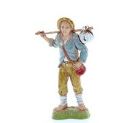 Moranduzzo Joven con Fardo para Belén de 10 cm Escala 1:20 - Altura 9,1 cm - Figura en Resina PVC, Irrompible, Estilo ‘700, Pintada a Mano, Escultor M. Landi