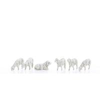 Moranduzzo Juego de 6 Ovejas para Belén de 6 cm - Mini 6 - Escala 1:32, Figuras Irrompibles, Acabadas a Mano, Escultor M. Landi, Made in Italy