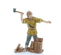 Moranduzzo leñador para Belén de 10 cm - Standard 10 - Escala 1:20 - Figuras irrompibles, pintadas a Mano, Escultor M. Landi, Made in Italy