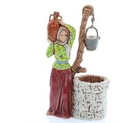 Moranduzzo Mujer en el Pozo para Belén de 10 Cm Escala 1:20 - Figuras de Belén Indestructibles - Estilo 700', Pintura Acabada a Mano, Producto Oficial, Escultor M. Landi