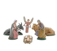 Moranduzzo Natividad 6 Figuras de 10 cm Escala 1:20 - Standard 10 - Estilo '700, Figuras irrompibles, Pintadas a Mano, Producto Oficial, Made in Italy, Escultor M. Landi