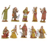 Moranduzzo Set 10 Pastores para Belén de 6,5 cm Escala 1:30 - Mini 6,5 - Figuras Irrompibles, Acabadas a Mano, Escultor M. Landi, Made in Italy