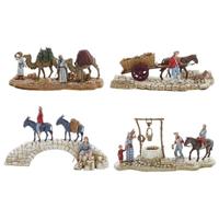 Moranduzzo Set 4 Pastores para Belén de 6 Cm Escala 1:32 - Standard 10 - Figuras Irrompibles, Estilo Siglo XVIII, Pintadas a Mano, Escultor M. Landi, Made in Italy