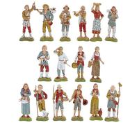 Moranduzzo Set de 16 Pastores para Belén de 10 cm Escala 1:20 - Figuras Irrompibles, Estilo ‘700, Pintadas a Mano, Producto Oficial, Made in Italy, Escultor M. Landi