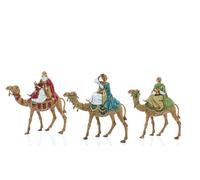 Moranduzzo Set de 3 Reyes Magos en Camello para Belén de 8 cm - Compact 8 - Escala 1:22 - Figuras Irrompibles Pintadas a Mano, Escultor M. Landi, Made in Italy