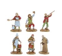Moranduzzo Set de 6 Pastores Napolitanos Apto para Belén de 3,5 cm Escala 1:50 - Micro 3,5 - Figuras Indestructibles, Estilo Siglo XVIII, Acabadas a Mano, Escultor M. Landi