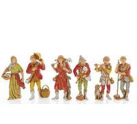 Moranduzzo Set de 6 Pastores para Belén de 8 cm - Compact 8 - Escala 1:22 - Figuras Irrompibles Pintadas a Mano, Made in Italy, Escultor M. Landi