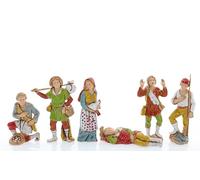 Moranduzzo Set de 6 Pastores para Belén de 8 cm - Compact 8 - Escala 1:22 - Figuras Irrompibles Pintadas a Mano, Estilo Siglo XVIII, Made in Italy, Escultor M. Landi