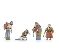 Moranduzzo Set Mujeres en el Pozo y Camelleros para Belén de 10 cm - Standard 10 - Escala 1:20 - Figuras irrompibles, pintadas a Mano, Escultor M. Landi, Made in Italy