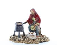 Moranduzzo Vendedora de Castañas para Belén de 10 Cm Escala 1:20 - Figuras de Belén Indestructibles - Estilo 700', Pintura Acabada a Mano, Producto Oficial, Escultor M. Landi