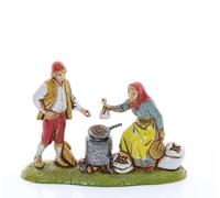 Moranduzzo Vendedora de Castañas para Belén de 6 cm Escala 1:32 - Mini 6 - Figura Irrompible, Estilo '700, Pintada a Mano, Escultor M. Landi