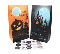 MORANTI Bolsas de regalo de fiesta de Halloween de 5.1 x 3.1 x 9.4 pulgadas, pequeñas bolsas de papel para fiestas de Halloween, bolsas de regalo, aperitivos y dulces (Halloween, 24 unidades)