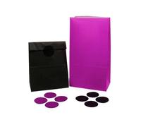 MORANTI Bolsas de regalo de fiesta moradas y negras de 5.1 x 3.1 x 9.4 pulgadas, pequeñas bolsas de papel para bodas, cumpleaños, aniversarios, fiestas, bolsas de regalo, dulces (morado negro, 24