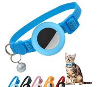 Morbuutii AirTag - Collar de gato reflectante con soporte para Apple Air Tag y campana para gatos hembra, suave y ligero (azul)