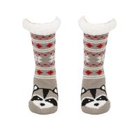 Morbuy 1 Pares Calcetines Termicos para Mujer y Hombre, Calcetines Extra Cálido Cómodos Térmicos Antideslizantes Invierno para el Hogar (Mapache gris,Talla única)