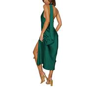 Morbuy 2023 Vestido para Mujer Elegantes Vestido de Fiesta En Cuello Bajo Vestido Alta Hendidura Un Hombro, Sin Espalda, Raso, Vestido Ajustado Largo, Ideal para la Casual, Una Club