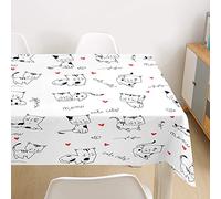 Morbuy 3D Gato Manteles de Mesa Impermeable Antimanchas Rectangular Lavable Manteles de Poliéster para Cocina Comedor Decoración del Hogar (Lindo Gatito,60x60cm)