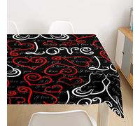 Morbuy 3D Gato Manteles de Mesa Impermeable Antimanchas Rectangular Lavable Manteles de Poliéster para Cocina Comedor Decoración del Hogar (Amor Gato,100x140cm)