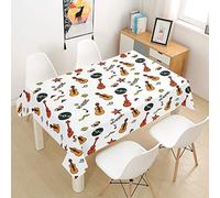 Morbuy 3D Guitarra Manteles de Mesa Impermeable Antimanchas Rectangular Lavable Manteles de Poliéster para Cocina Comedor Decoración del Hogar (Música de Vinilo,140x180cm)